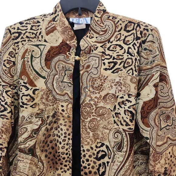Vintage BFA Classics animal print paisley Asian inspired style jacket Size 14 - Picture 2 of 6